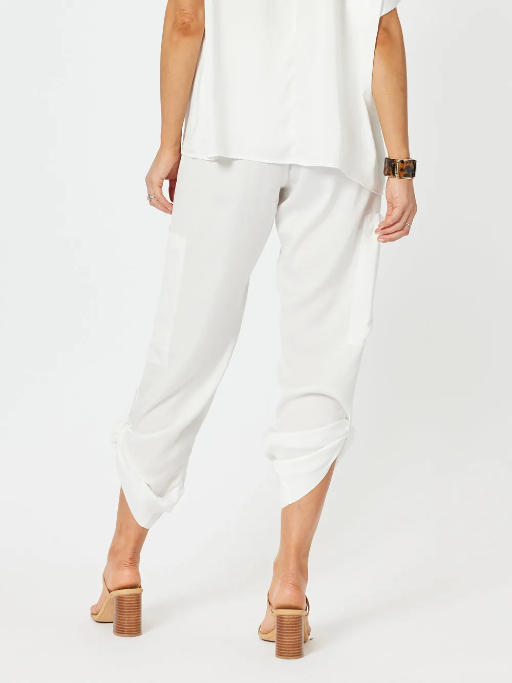 Traveller Luxe Side Button Pant - White