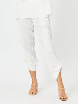 Traveller Luxe Side Button Pant - White