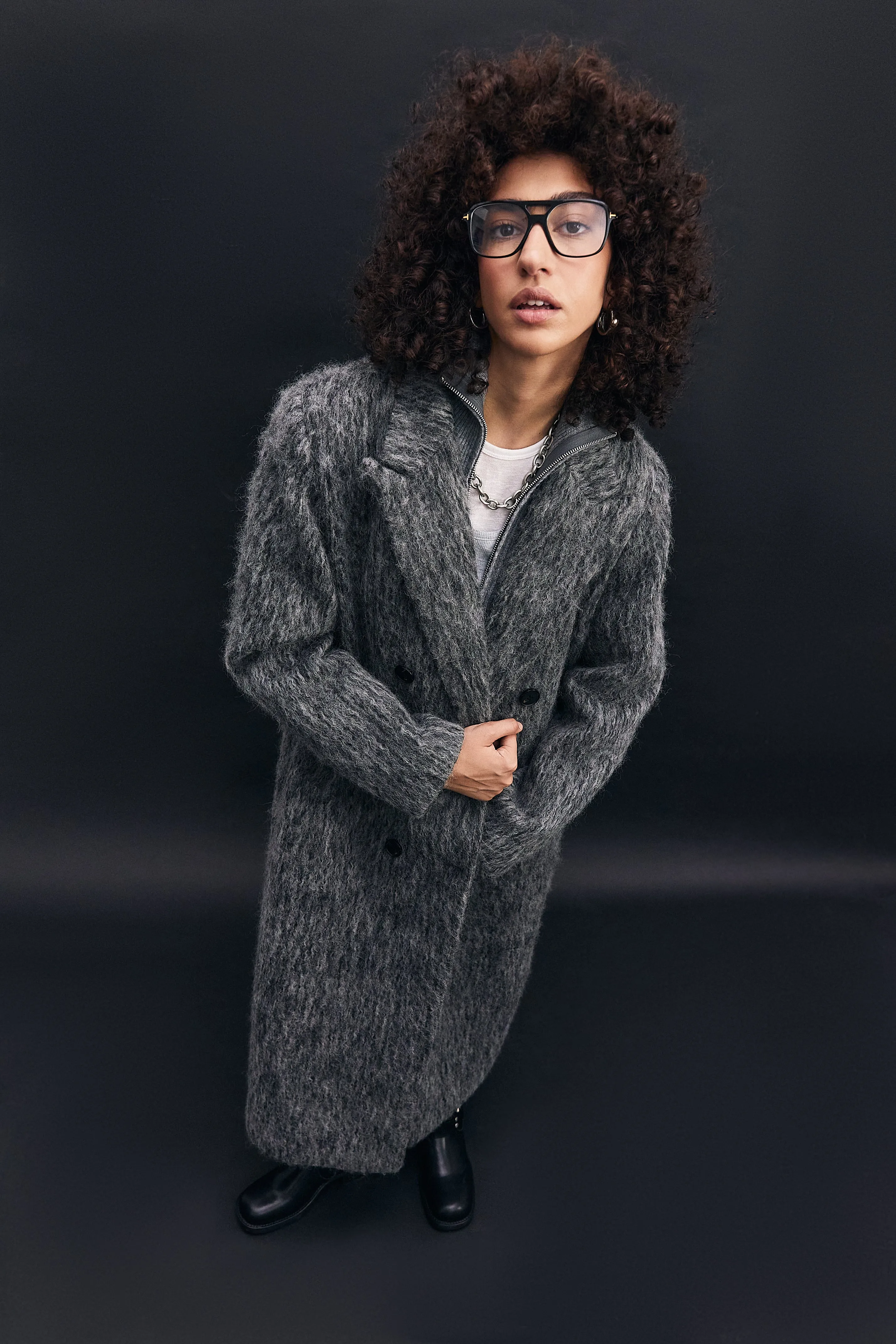 Trendy Oversized Gray Wool Coat Eira