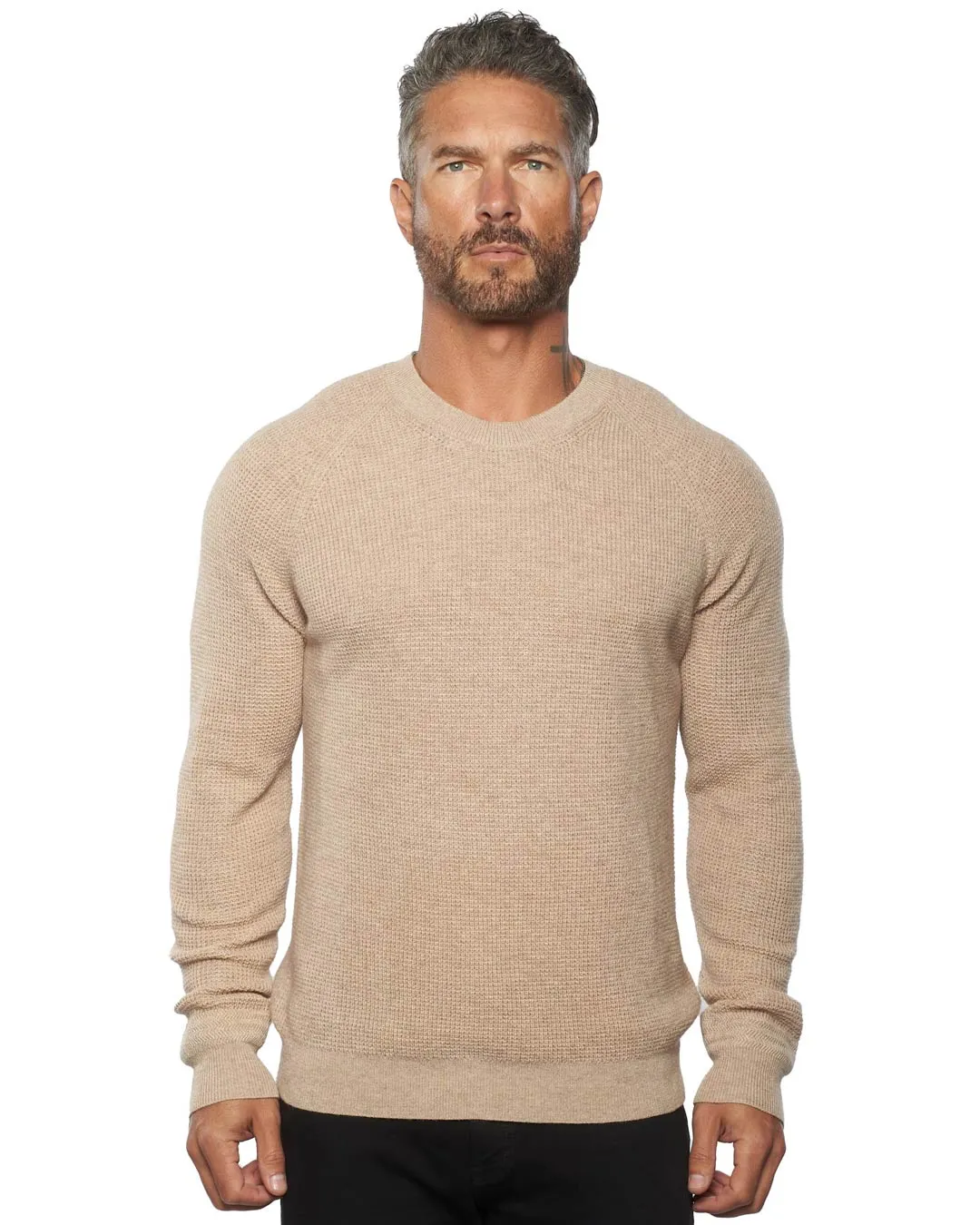 Valen Waffle Knit Cashmere & Wool Fitted Sweater [Lightweight]