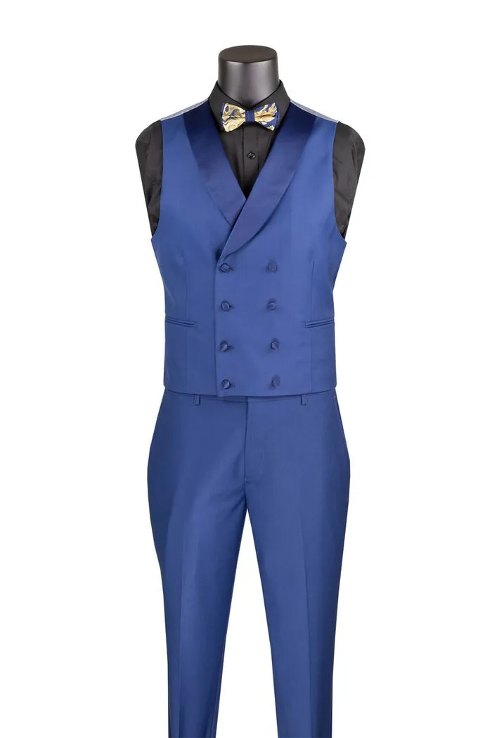 Vinci Modern Fit 3 Piece Suit with Matching Bow Tie Navy MVJQ-1