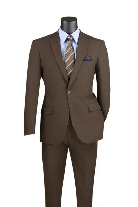 Vinci Slim Fit 2 Piece 2 Button Business Suit Brown S-2PP