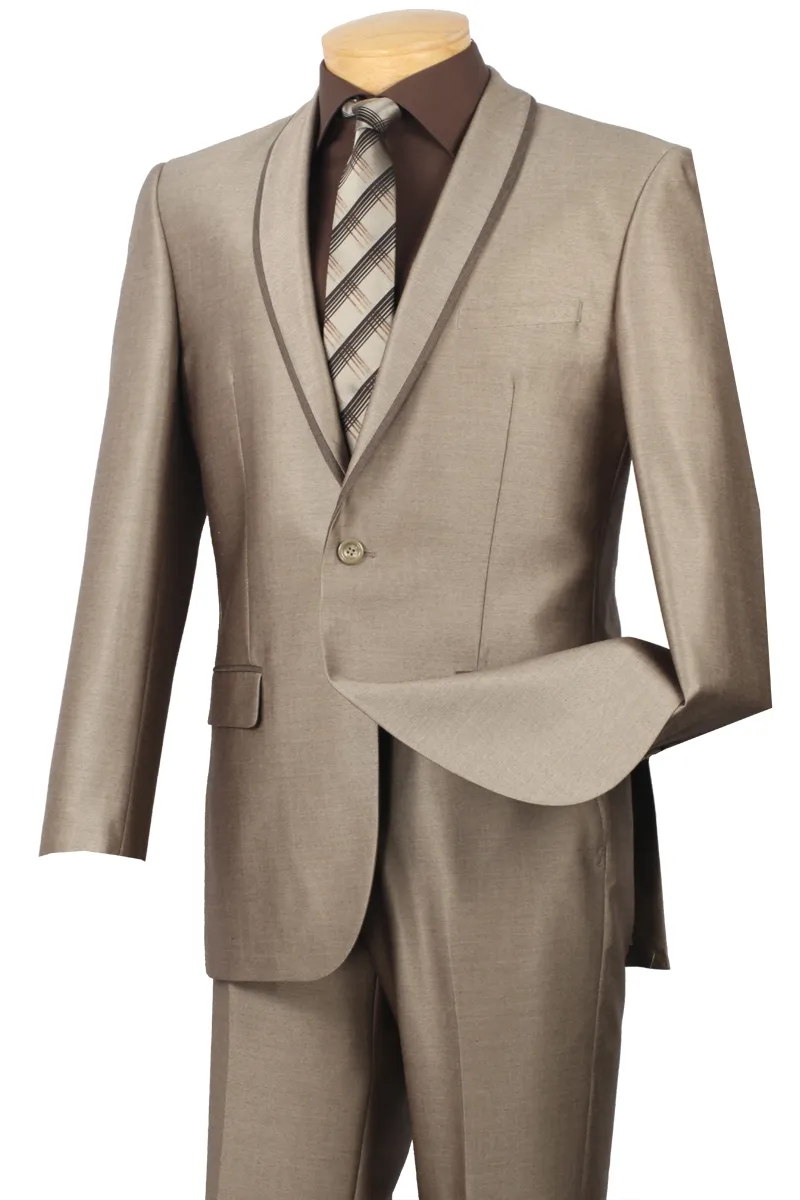 Vinci Slim Fit 2 Piece Tuxedo Shawl Lapel (Beige) SSH-1