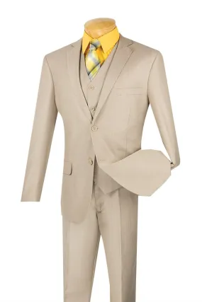 Vinci Slim Fit Textured Suit 3 Piece 2 Buttons (Beige) SV2R-3