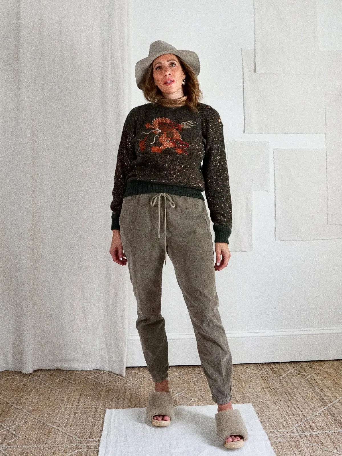 Vintage Dragon Metallic Leather Sweater