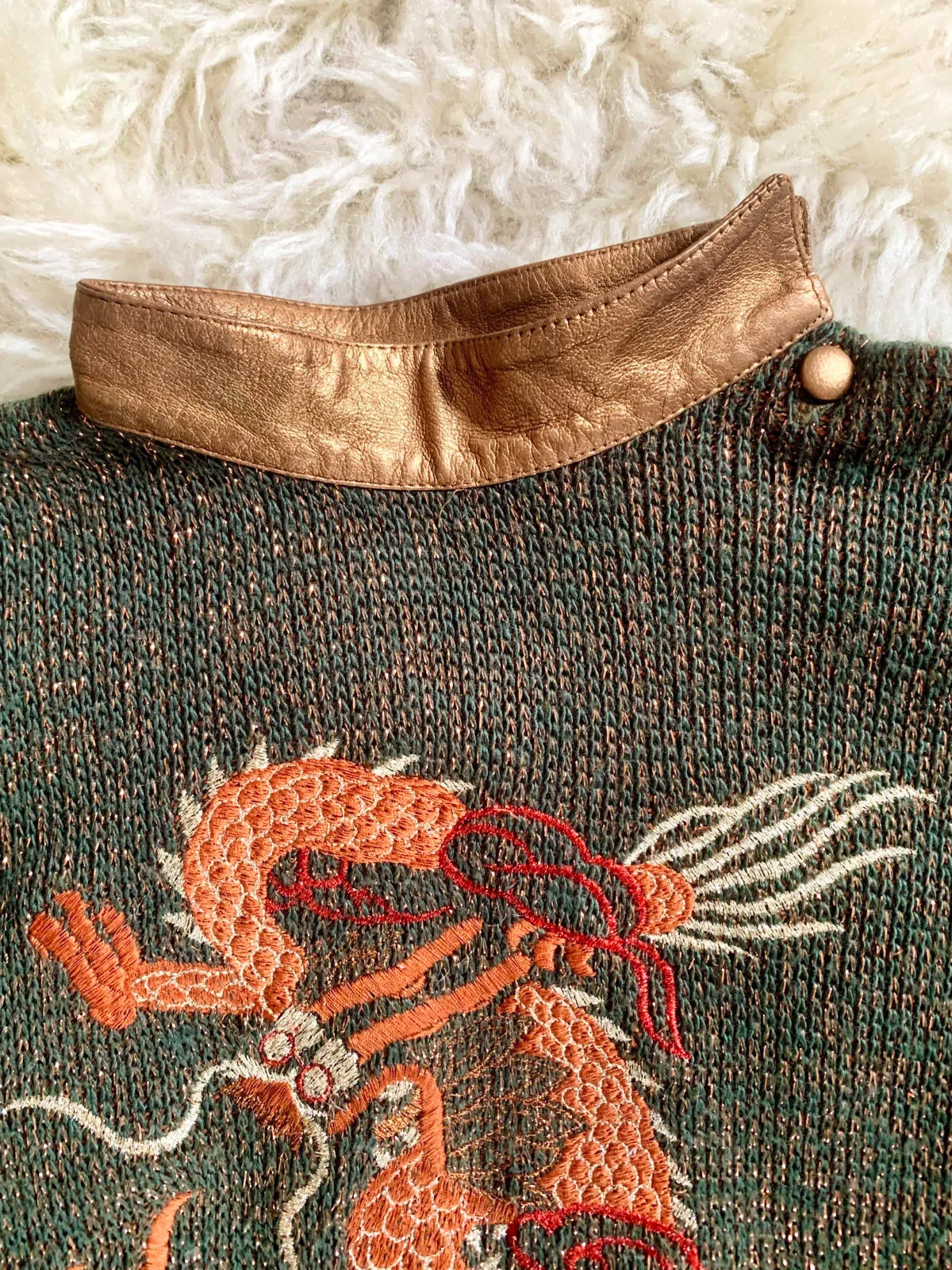 Vintage Dragon Metallic Leather Sweater