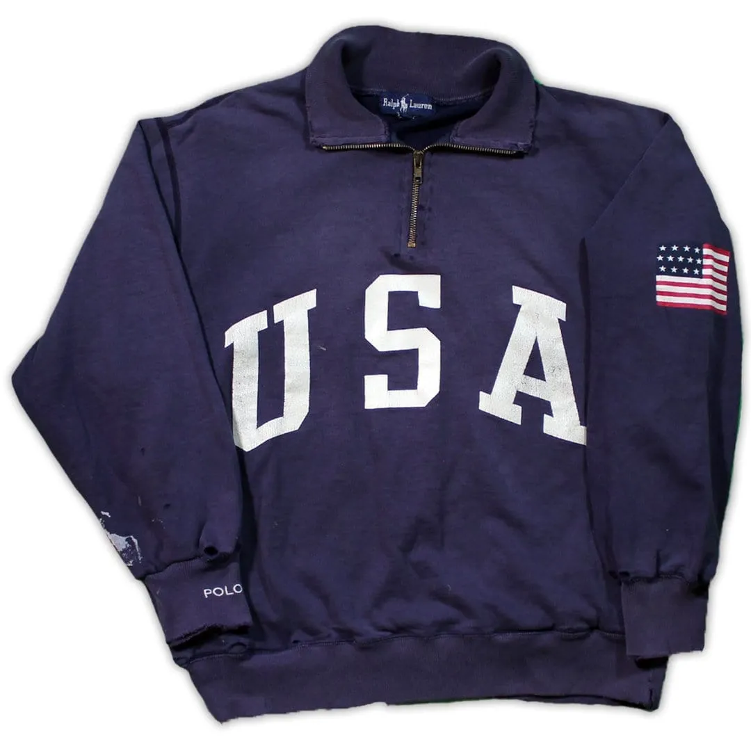 Vintage Polo USA Spell Out 1/4 Zip Sweater