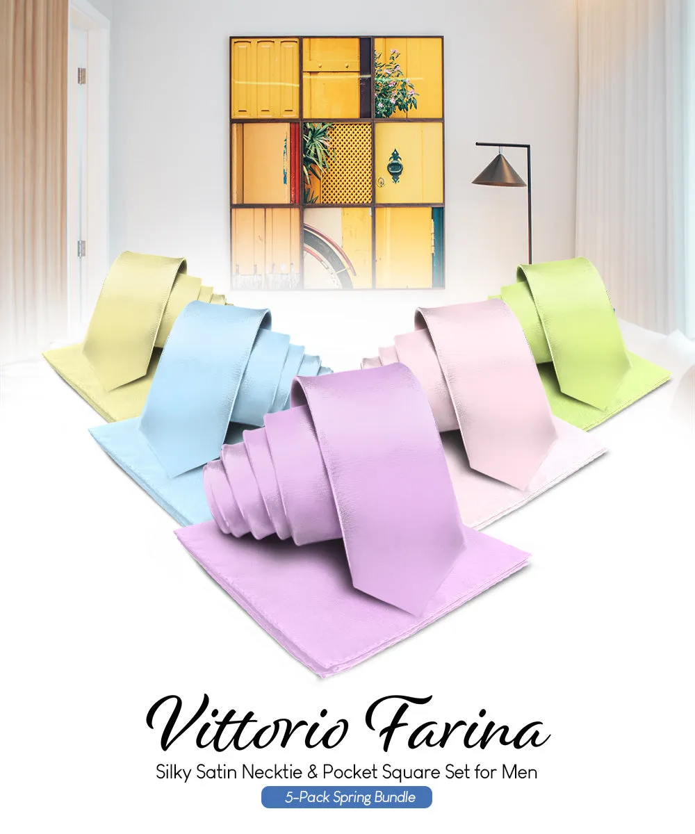 Vittorio Farina Men's Satin Necktie & Pocket Square (Multipack)