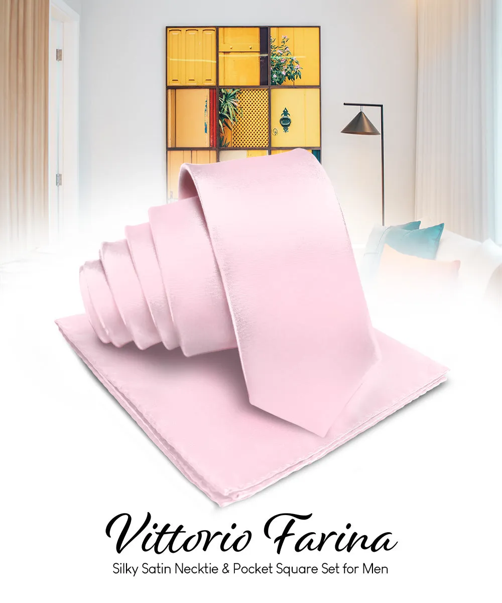 Vittorio Farina Men's Satin Necktie & Pocket Square