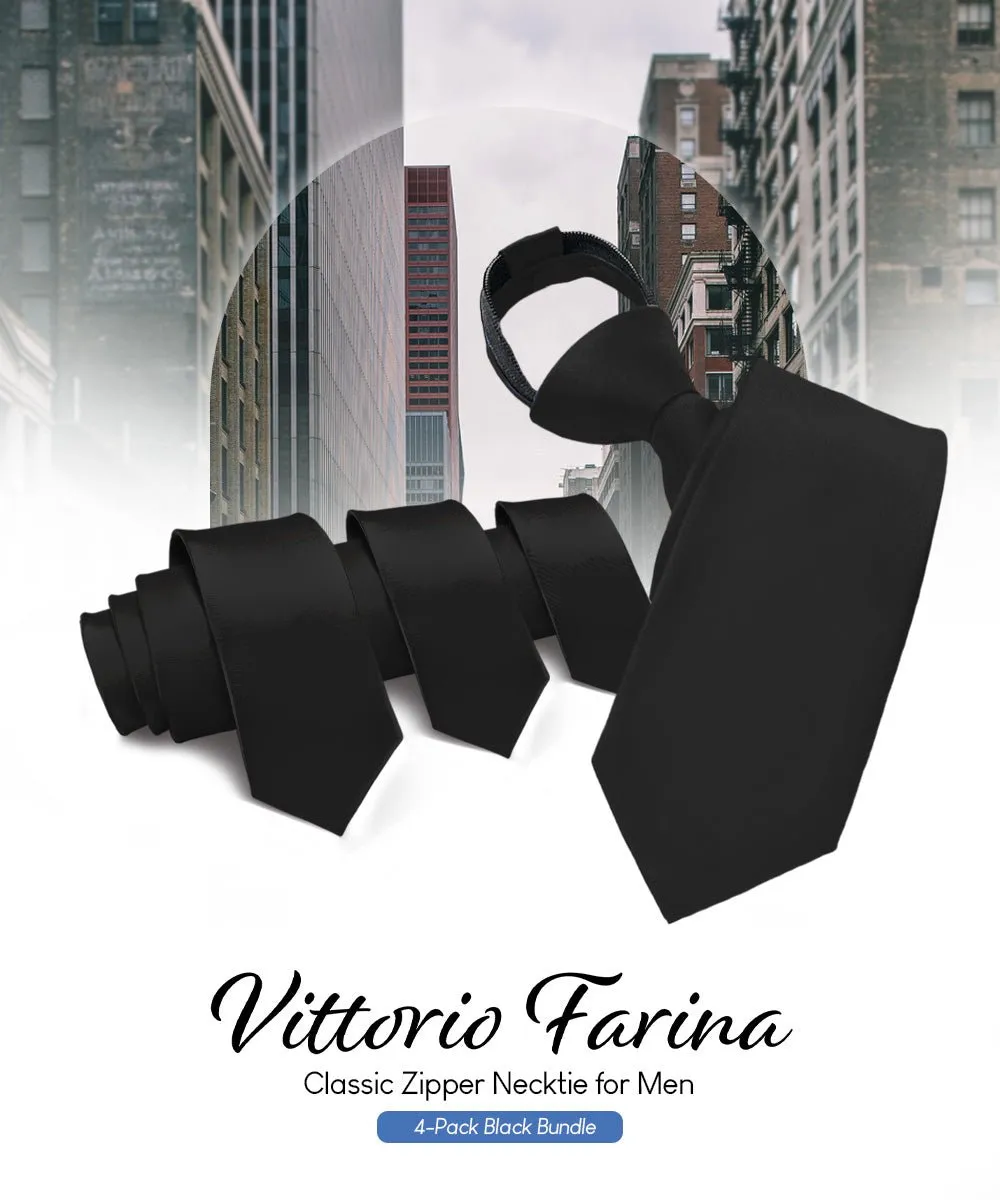 Vittorio Farina Men's Satin Zipper Necktie (Multipack)