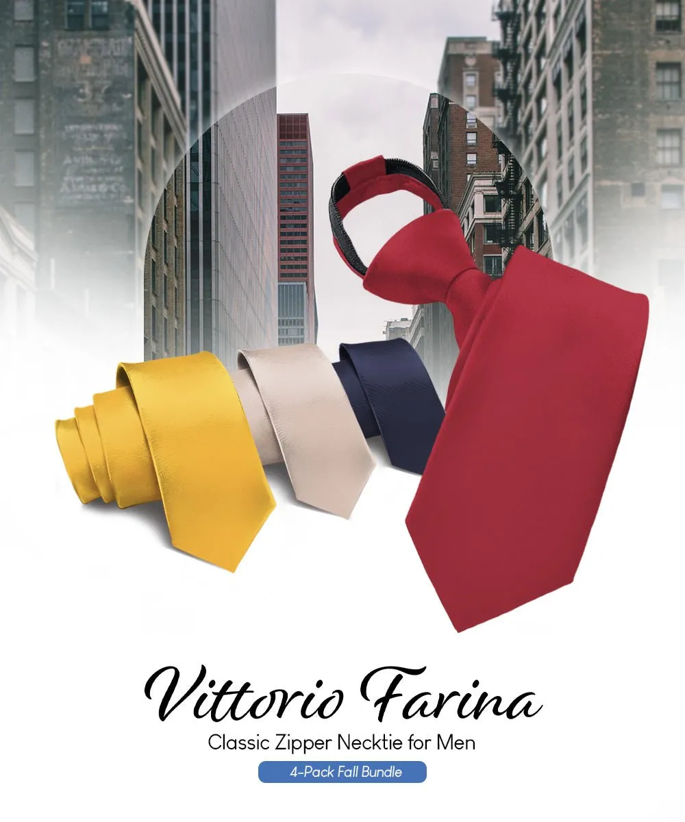 Vittorio Farina Men's Satin Zipper Necktie (Multipack)