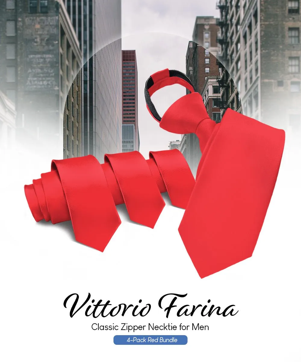 Vittorio Farina Men's Satin Zipper Necktie (Multipack)