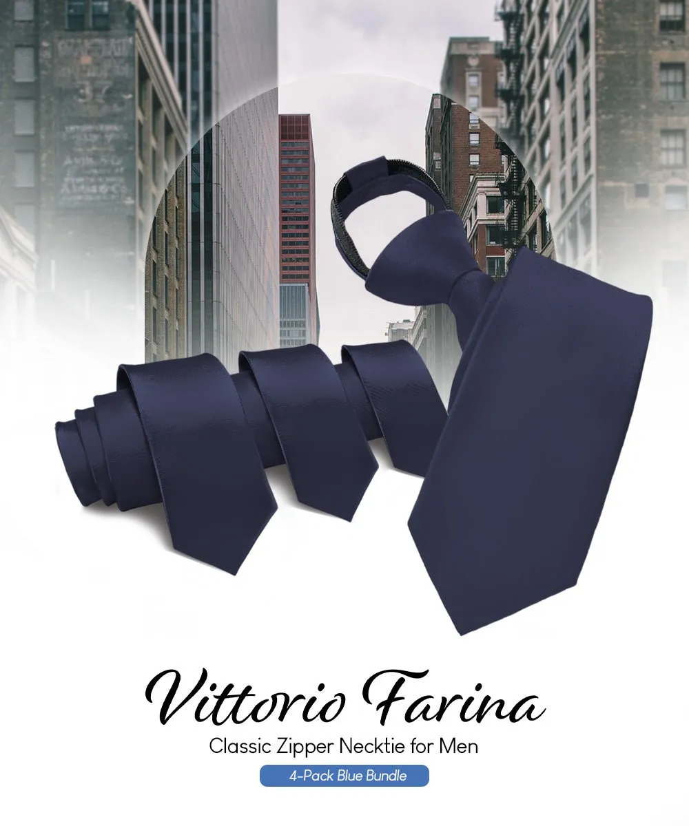 Vittorio Farina Men's Satin Zipper Necktie (Multipack)