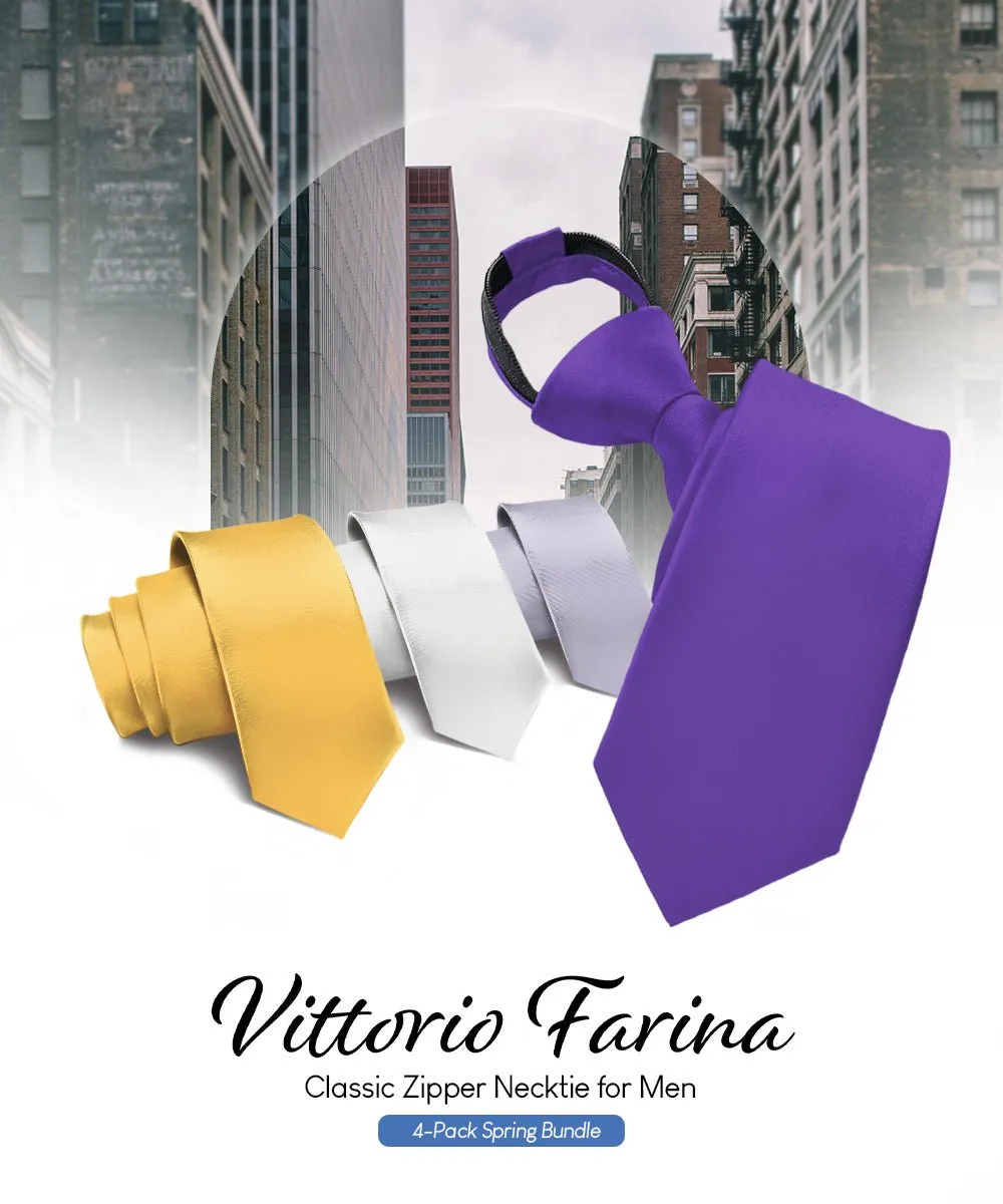 Vittorio Farina Men's Satin Zipper Necktie (Multipack)