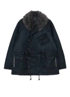 WATER-REPELLENT NYLON TWILL SHAWL COLLAR BLOUSON WITH FUR COLLAR