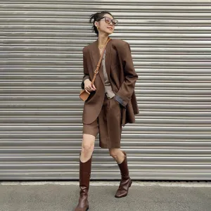 Wenkouban suit Brown Professional Suit Suit Women's Commuter Wear with  Style High-Grade Suit