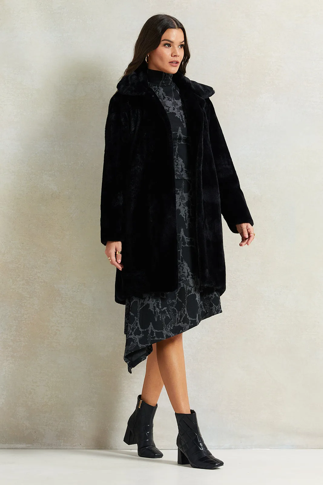 Women Black Long Fur Jacket