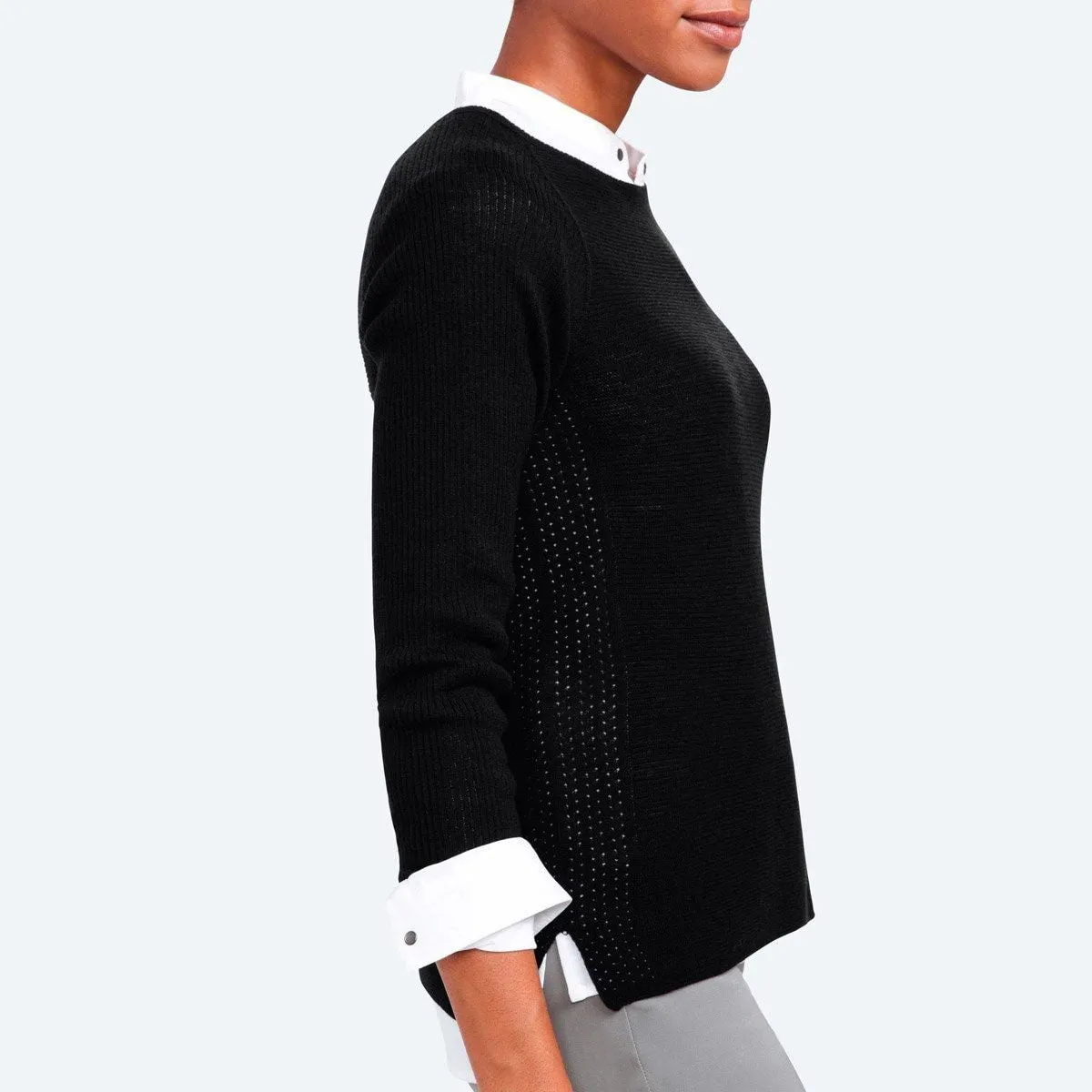 Women's 3D Print–Knit Merino Crew - Black