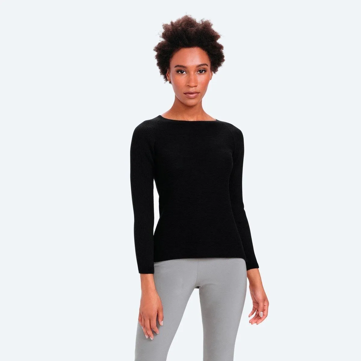 Women's 3D Print–Knit Merino Crew - Black