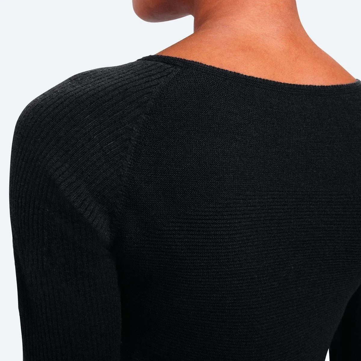 Women's 3D Print–Knit Merino Crew - Black