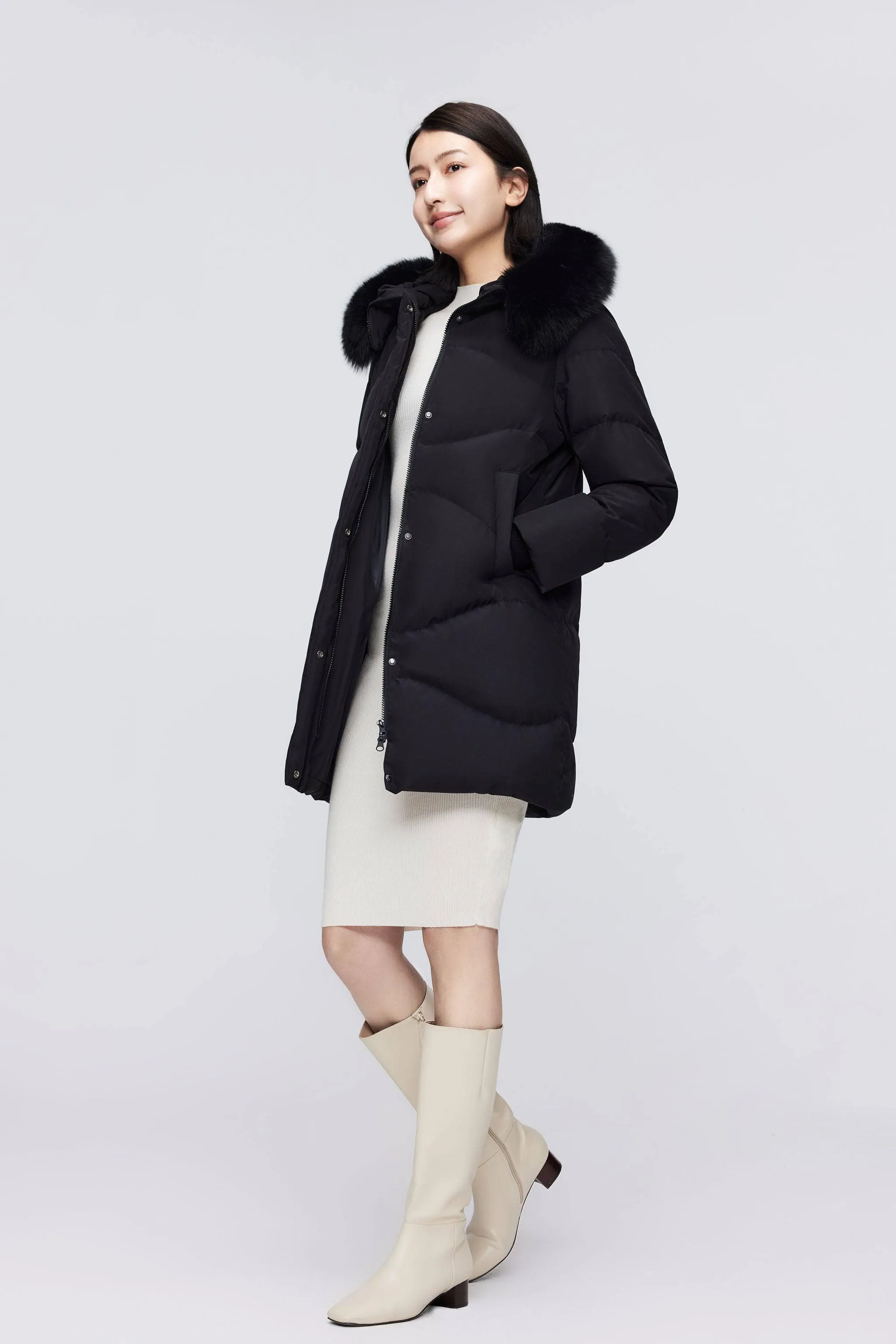 Women's Classic Casual Down Parka with Fur 5126