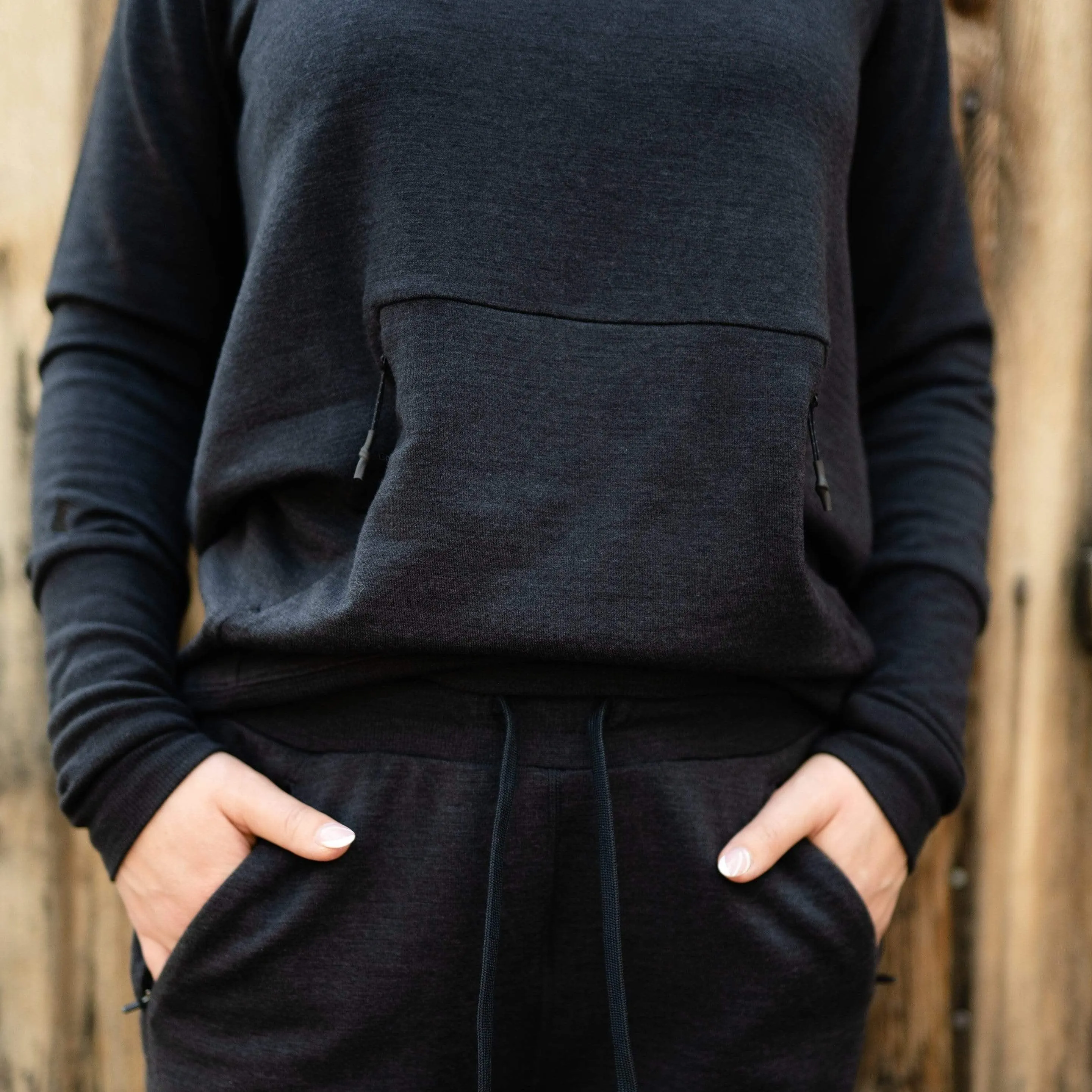 Women's Natural Tencel Merino Wool Pullover Hoodie