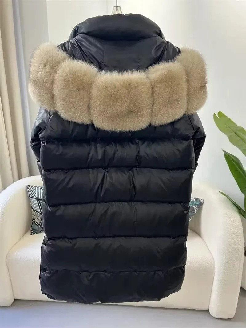 Women's Oversized Duck Down Jacket with Luxurious Natural Fur – Ultimate Winter Warmth & Style