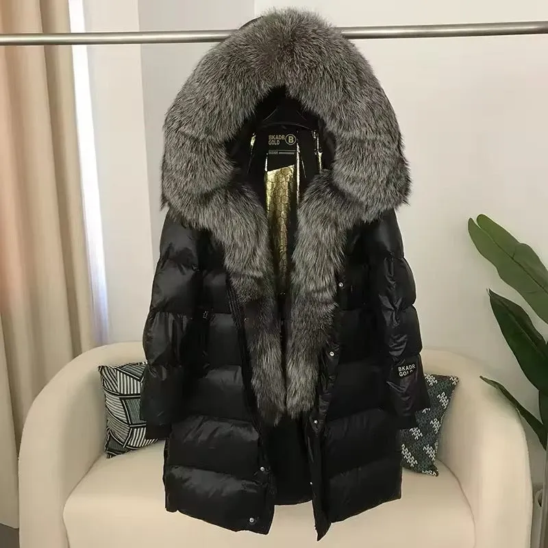 Women's Oversized Duck Down Jacket with Luxurious Natural Fur – Ultimate Winter Warmth & Style