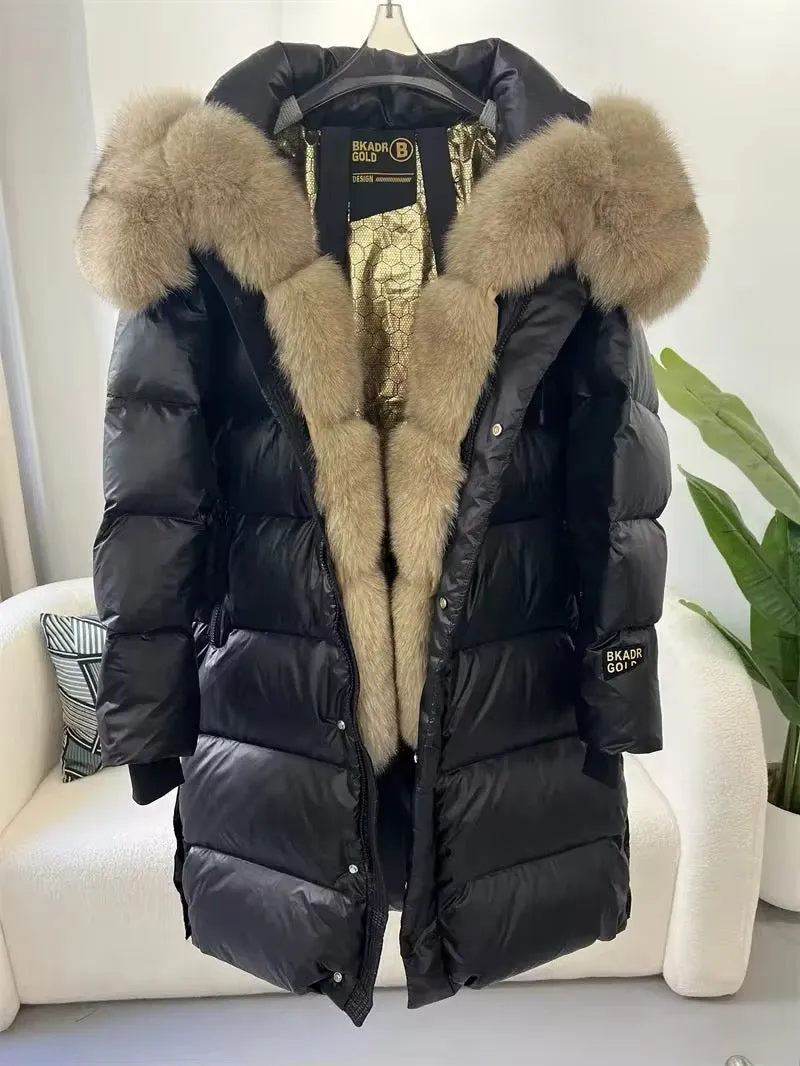 Women's Oversized Duck Down Jacket with Luxurious Natural Fur – Ultimate Winter Warmth & Style