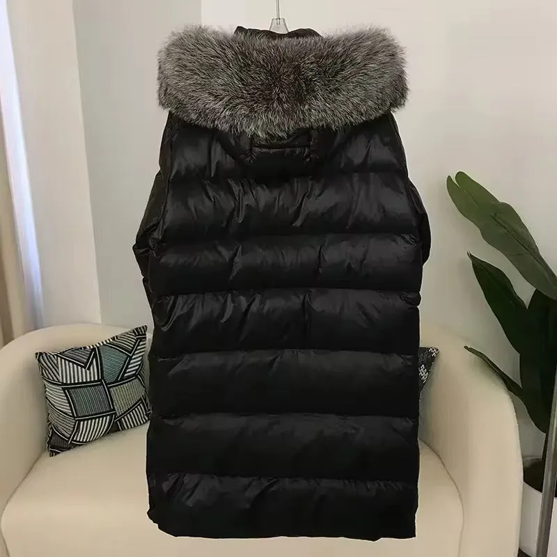 Women's Oversized Duck Down Jacket with Luxurious Natural Fur – Ultimate Winter Warmth & Style