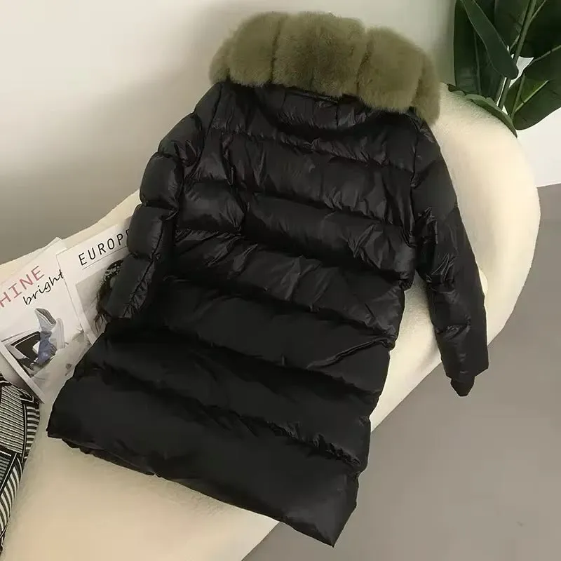 Women's Oversized Duck Down Jacket with Luxurious Natural Fur – Ultimate Winter Warmth & Style