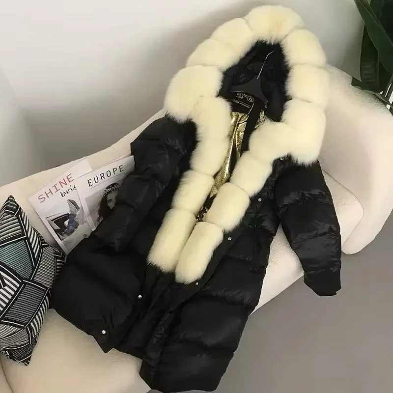 Women's Oversized Duck Down Jacket with Luxurious Natural Fur – Ultimate Winter Warmth & Style