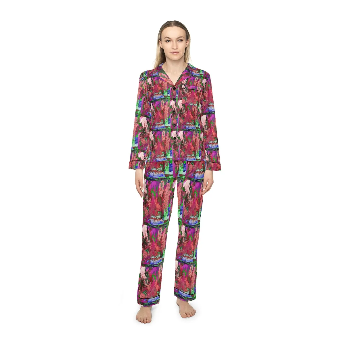 Women's Satin Pajamas (AOP) PINK FUSION