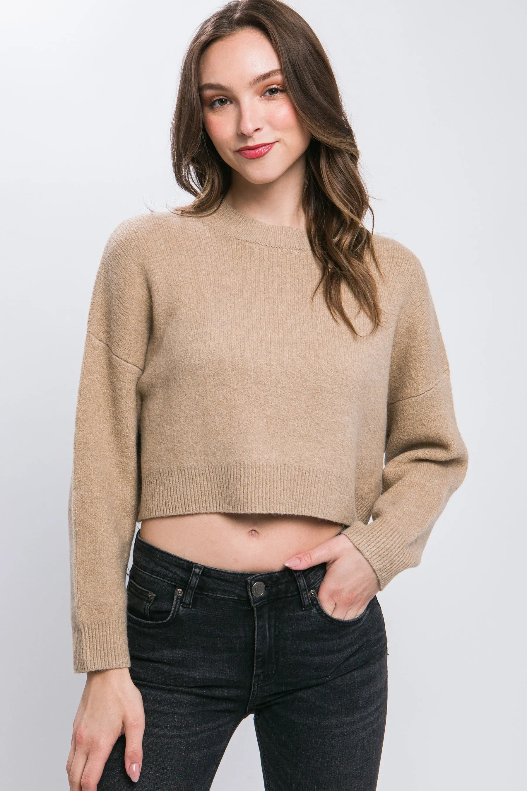 Wool Blend Women's Cropped Sweater Top - 5 colors