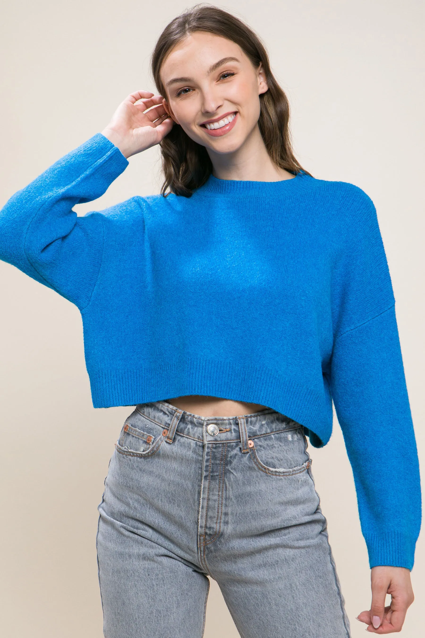 Wool Blend Women's Cropped Sweater Top - 5 colors