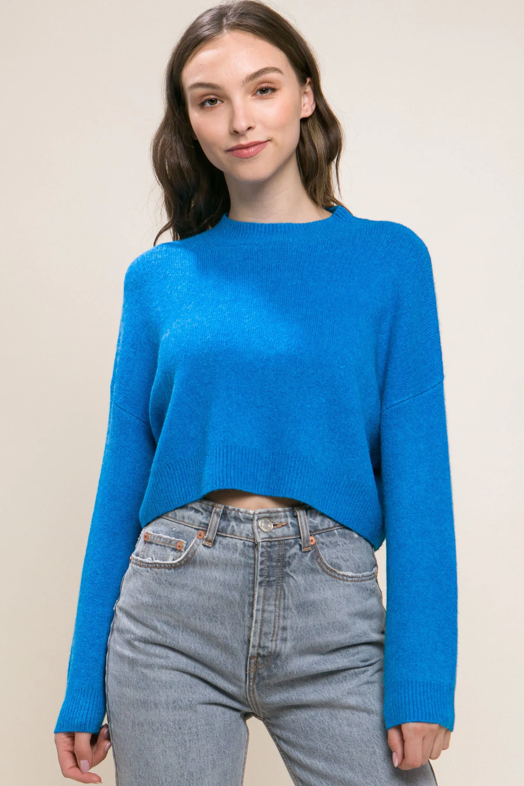 Wool Blend Women's Cropped Sweater Top - 5 colors